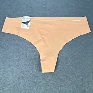 Calvin Klein Womens Size XL Panty Thong Invisibles Microfiber Stretch Beige New